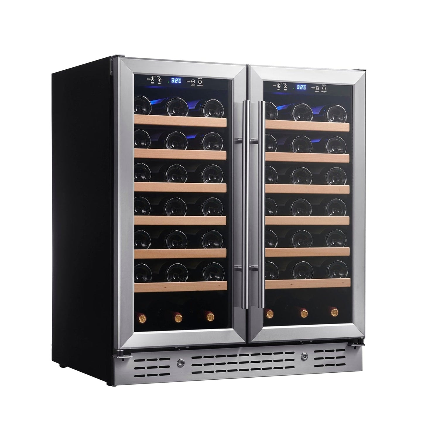 KingsBottle 30" Dual Zone Wine Refrigerator – 66 Bottle Wine Cooler with Low-E Glass Door