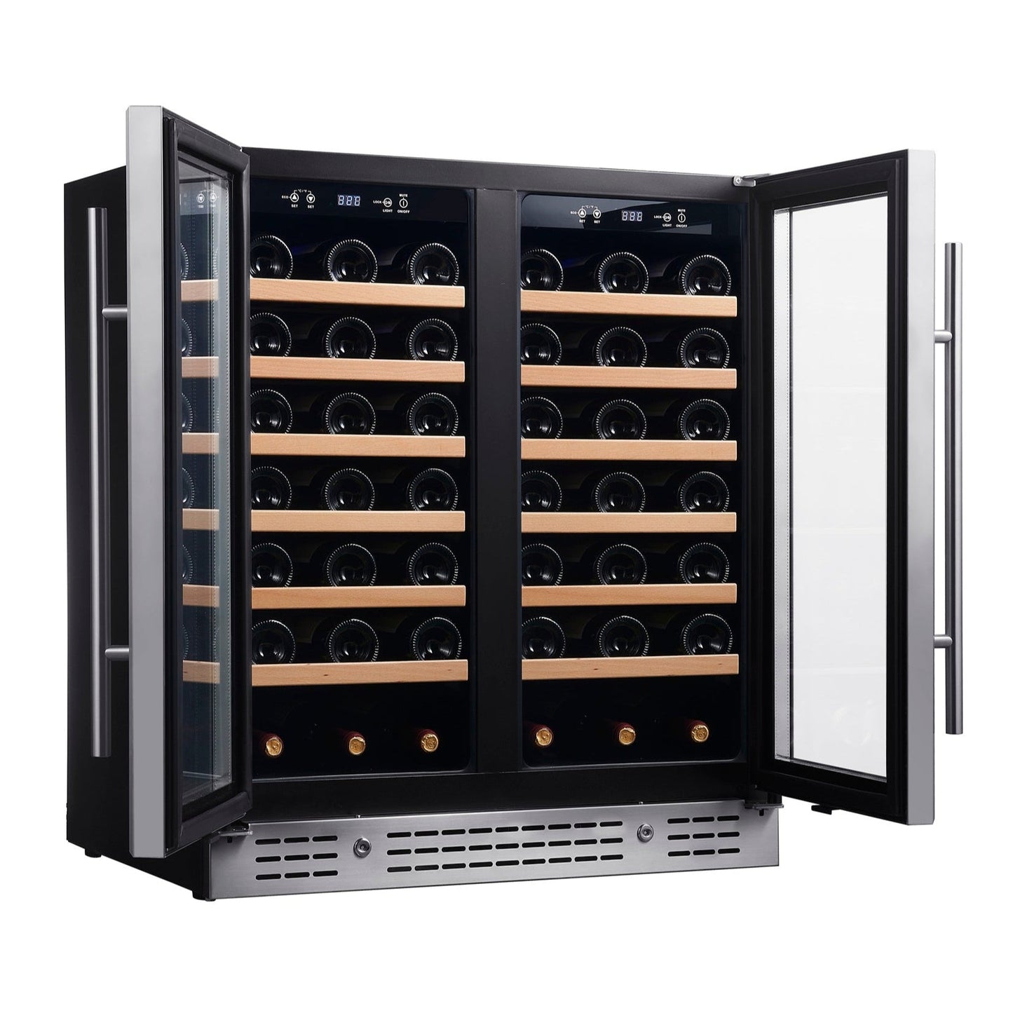 KingsBottle 30" Dual Zone Wine Refrigerator – 66 Bottle Wine Cooler with Low-E Glass Door