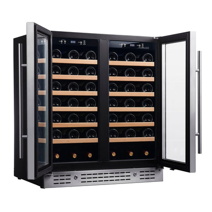 KingsBottle 30" Dual Zone Wine Refrigerator – 66 Bottle Wine Cooler with Low-E Glass Door