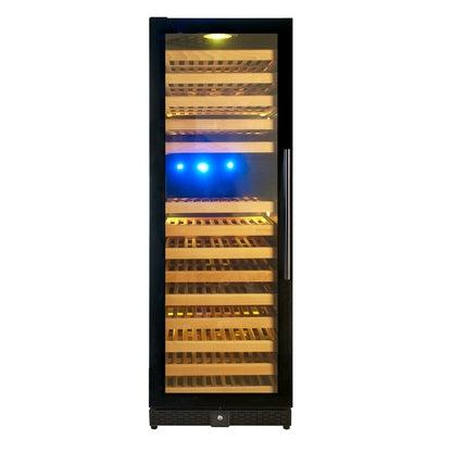 KingsBottle Tall Large Wine Refrigerator – Upright Wine Cooler with Glass Door & Stainless Steel Trim