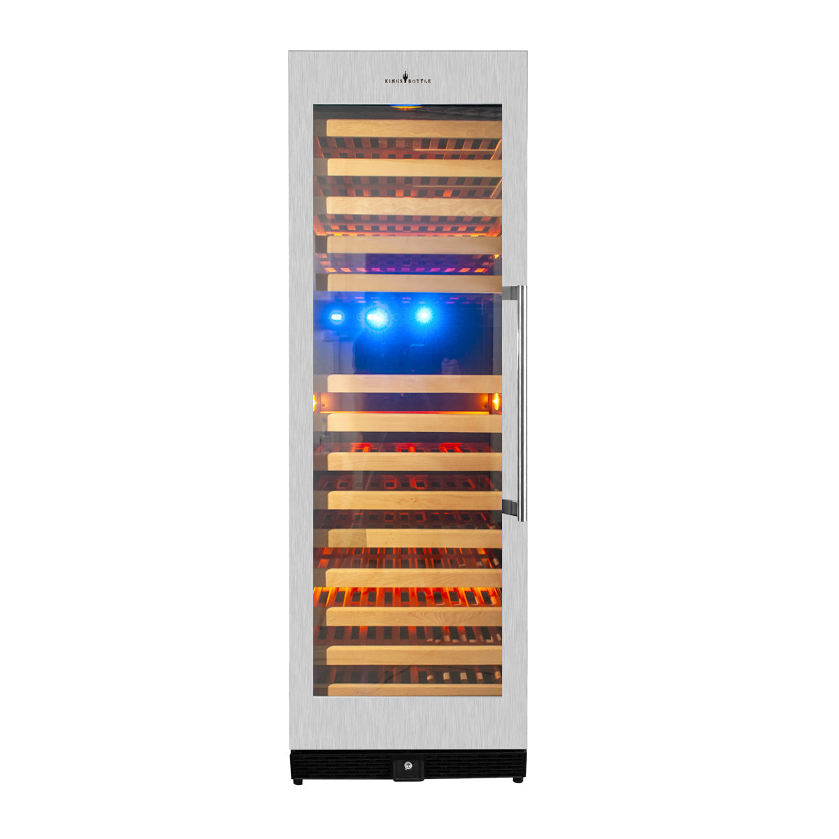 KingsBottle Tall Large Wine Refrigerator – Upright Wine Cooler with Glass Door & Stainless Steel Trim