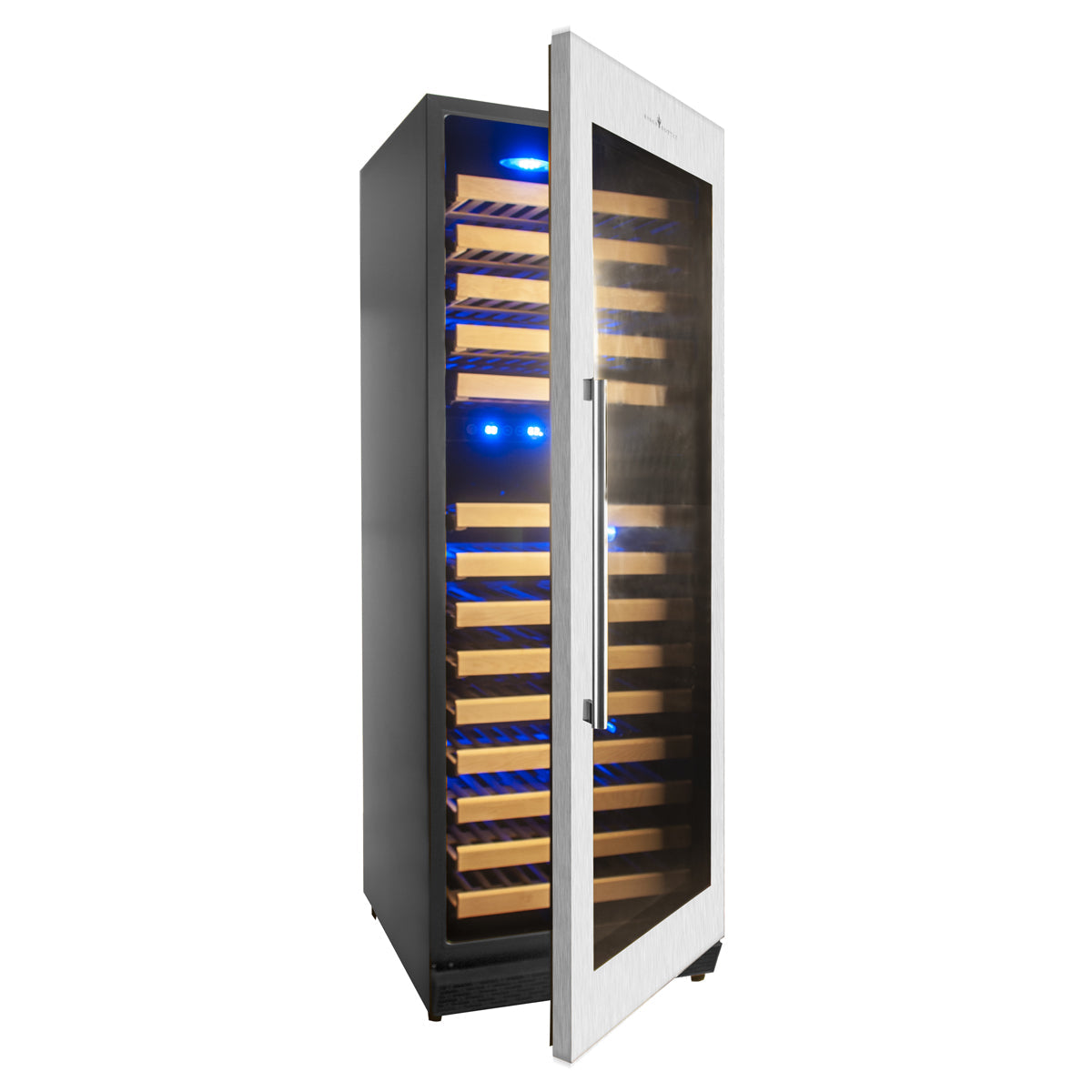 KingsBottle Tall Large Wine Refrigerator – Upright Wine Cooler with Glass Door & Stainless Steel Trim