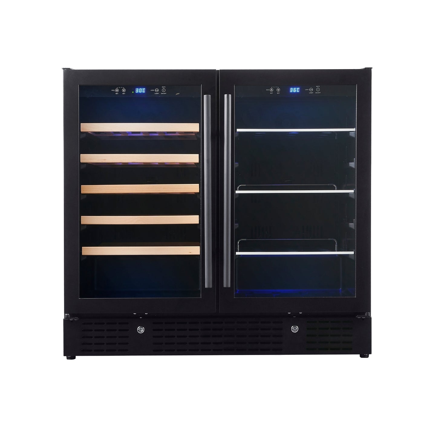 KingsBottle 36" Dual Zone Beer & Wine Refrigerator – Built-In Beverage & Wine Cooler with Low-E Glass Door