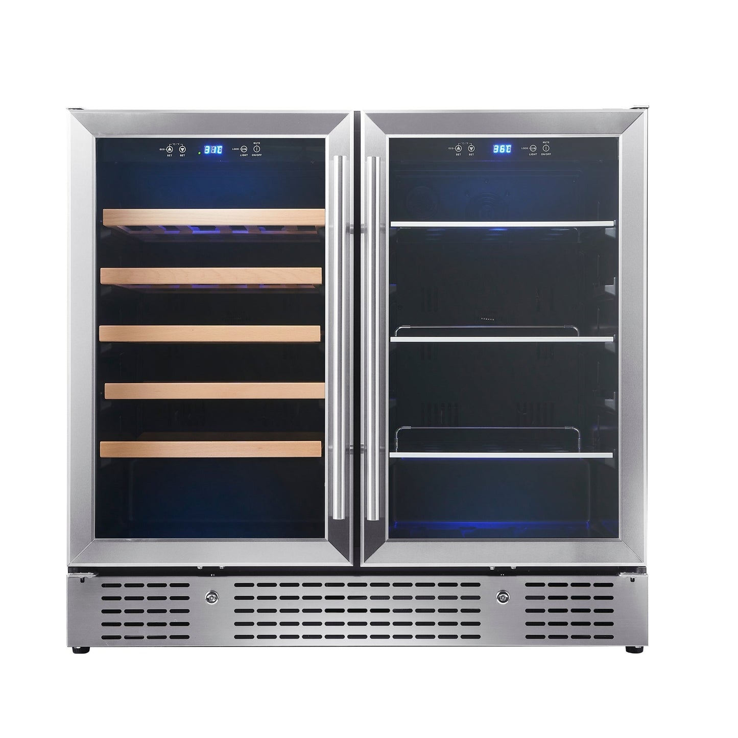 KingsBottle 36" Dual Zone Beer & Wine Refrigerator – Built-In Beverage & Wine Cooler with Low-E Glass Door
