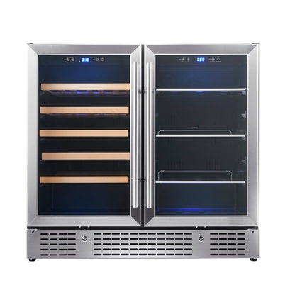 KingsBottle 36" Dual Zone Beer & Wine Refrigerator – Built-In Beverage & Wine Cooler with Low-E Glass Door