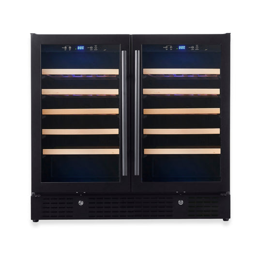 KingsBottle 36" Under-Counter Dual Zone Wine Refrigerator – 68 Bottle Wine Cooler with Low-E Glass Door