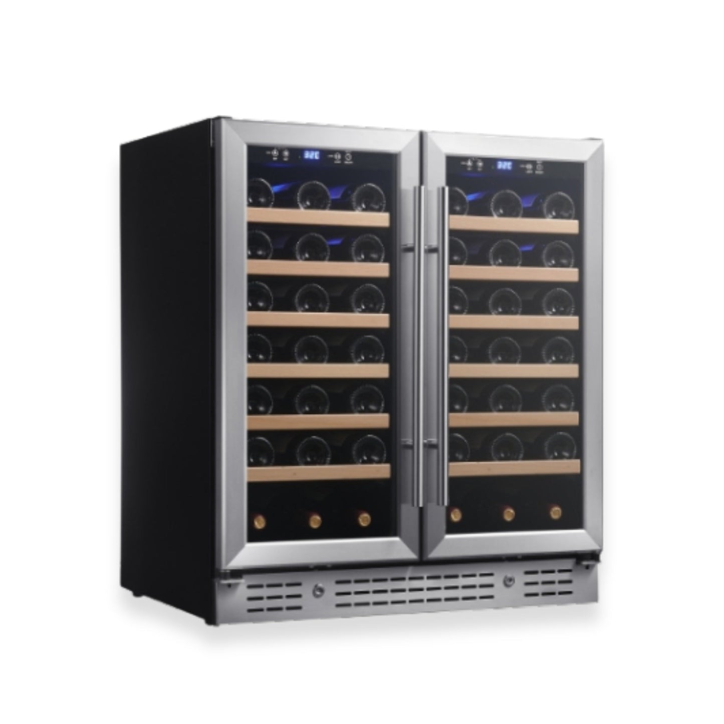 KingsBottle 36" Under-Counter Dual Zone Wine Refrigerator – 68 Bottle Wine Cooler with Low-E Glass Door