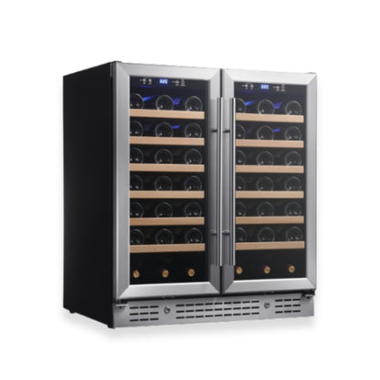 KingsBottle 36" Under-Counter Dual Zone Wine Refrigerator – 68 Bottle Wine Cooler with Low-E Glass Door