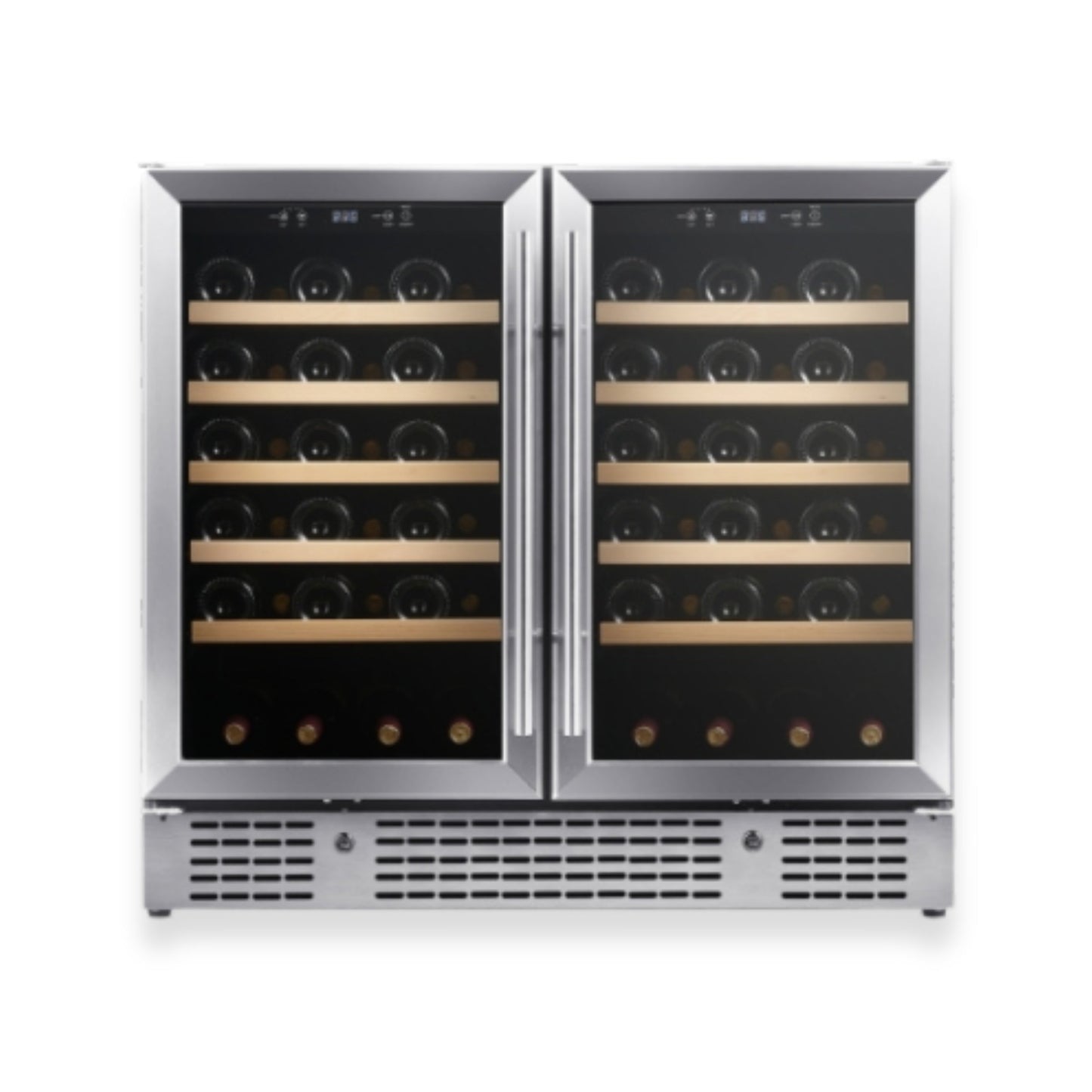 KingsBottle 36" Under-Counter Dual Zone Wine Refrigerator – 68 Bottle Wine Cooler with Low-E Glass Door