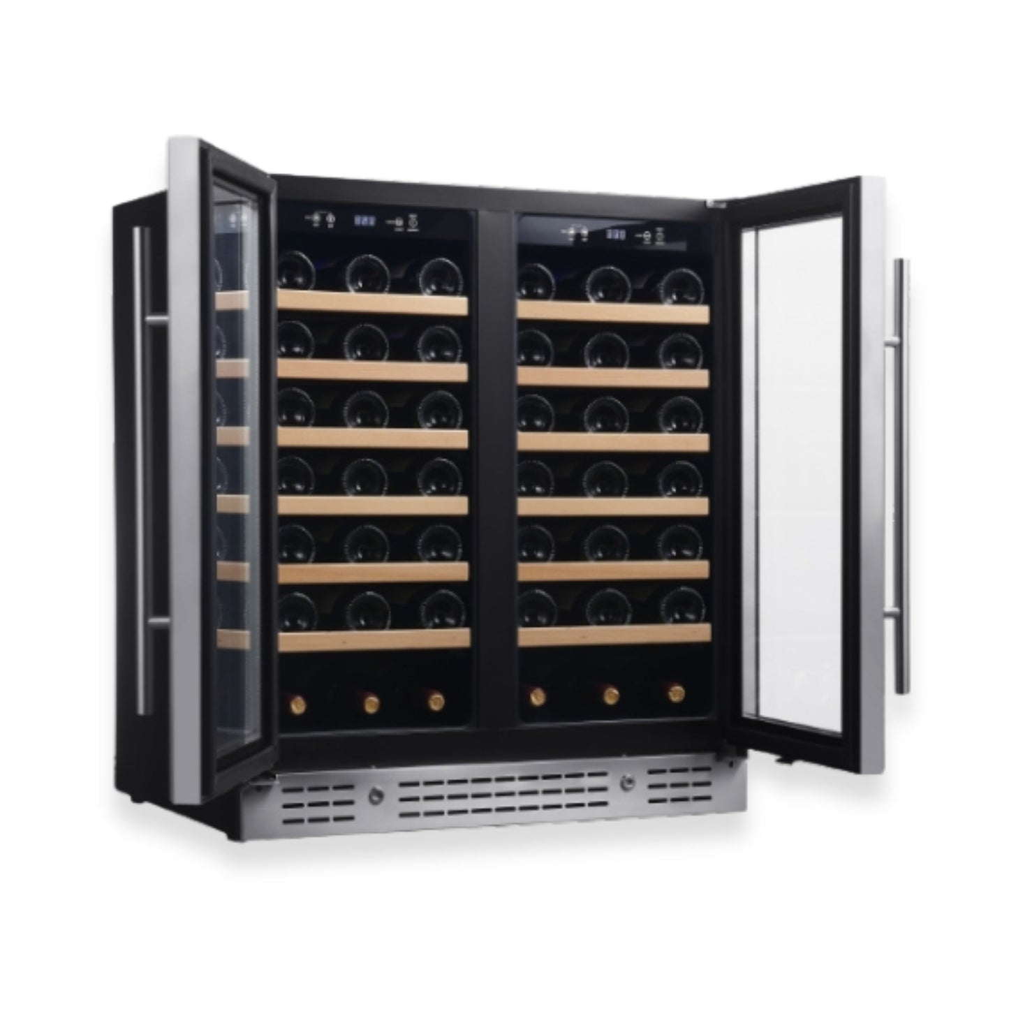 KingsBottle 36" Under-Counter Dual Zone Wine Refrigerator – 68 Bottle Wine Cooler with Low-E Glass Door