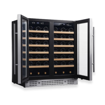 KingsBottle 36" Under-Counter Dual Zone Wine Refrigerator – 68 Bottle Wine Cooler with Low-E Glass Door