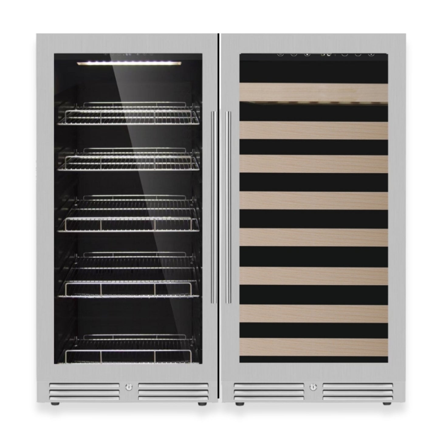 KingsBottle 47" Upright Wine & Beverage Refrigerator – 99 Bottle & 389 Can Dual Storage Cooler