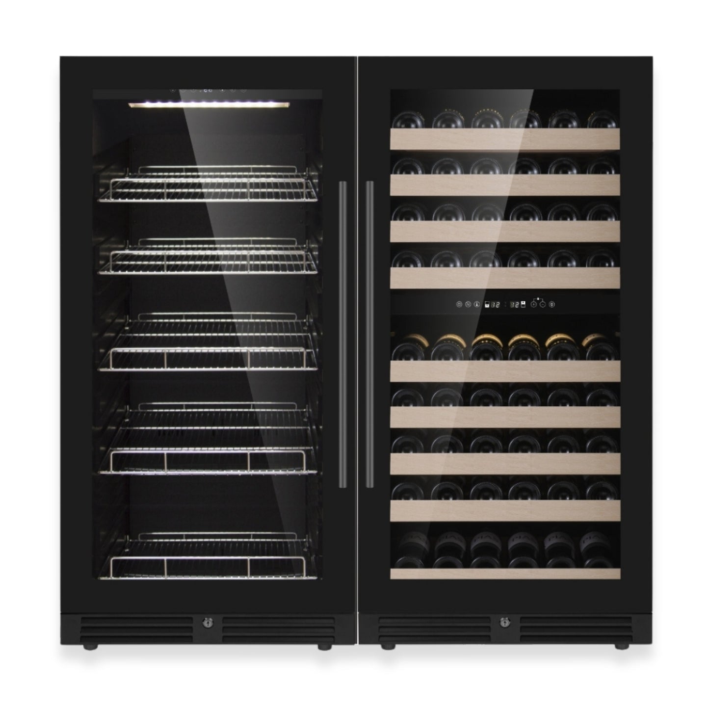 KingsBottle 47" Triple Zone Wine & Beverage Refrigerator – Wine Cooler & 389 Can Beverage Fridge Combo