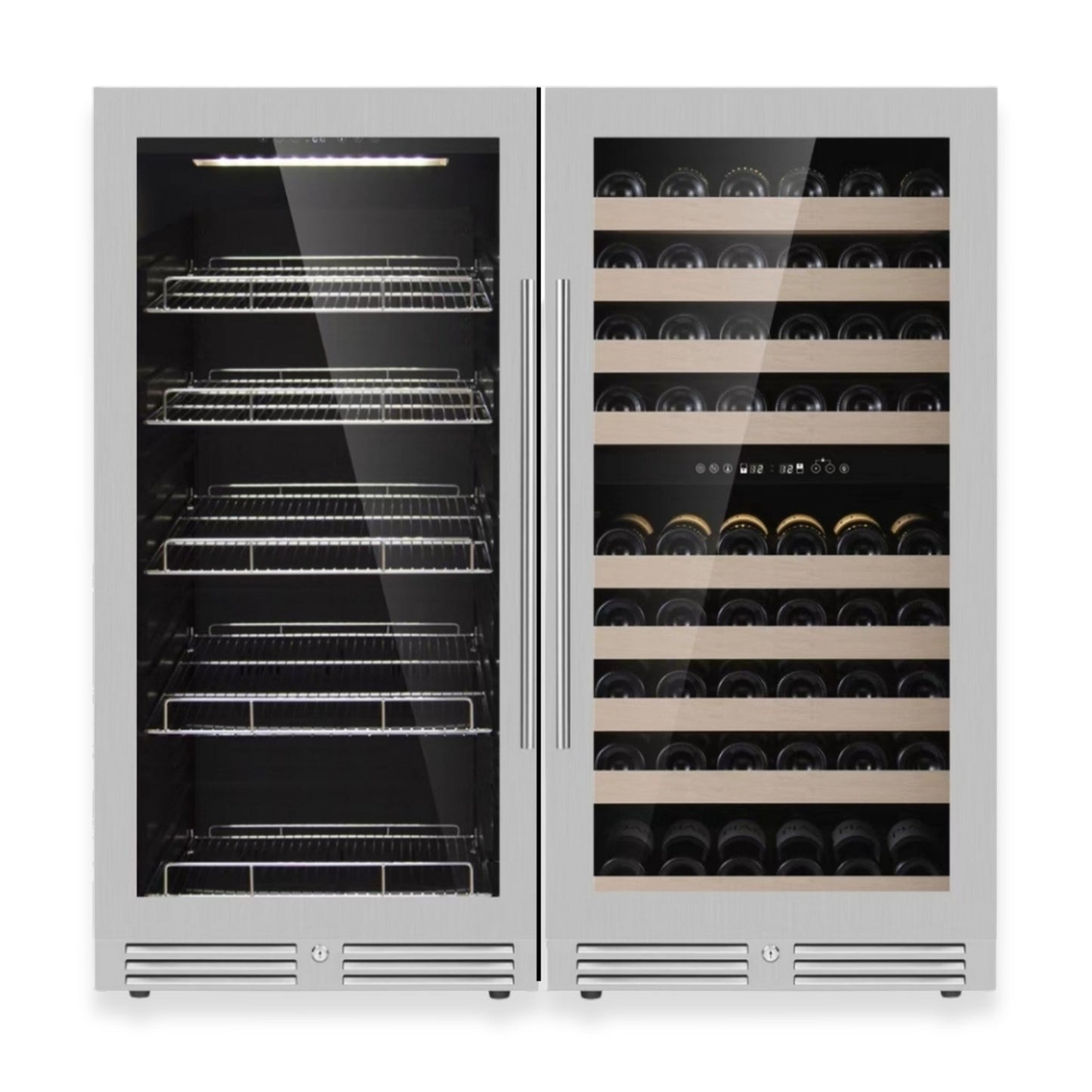 KingsBottle 47" Triple Zone Wine & Beverage Refrigerator – Wine Cooler & 389 Can Beverage Fridge Combo