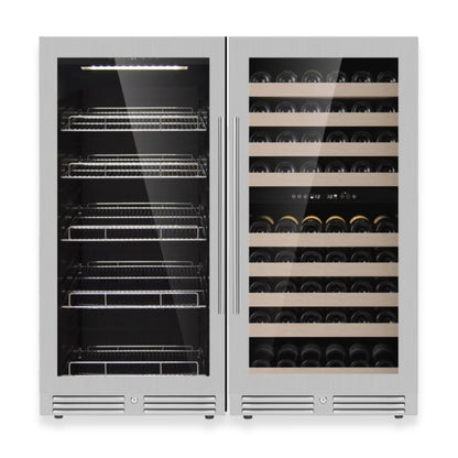 KingsBottle 47" Triple Zone Wine & Beverage Refrigerator – Wine Cooler & 389 Can Beverage Fridge Combo
