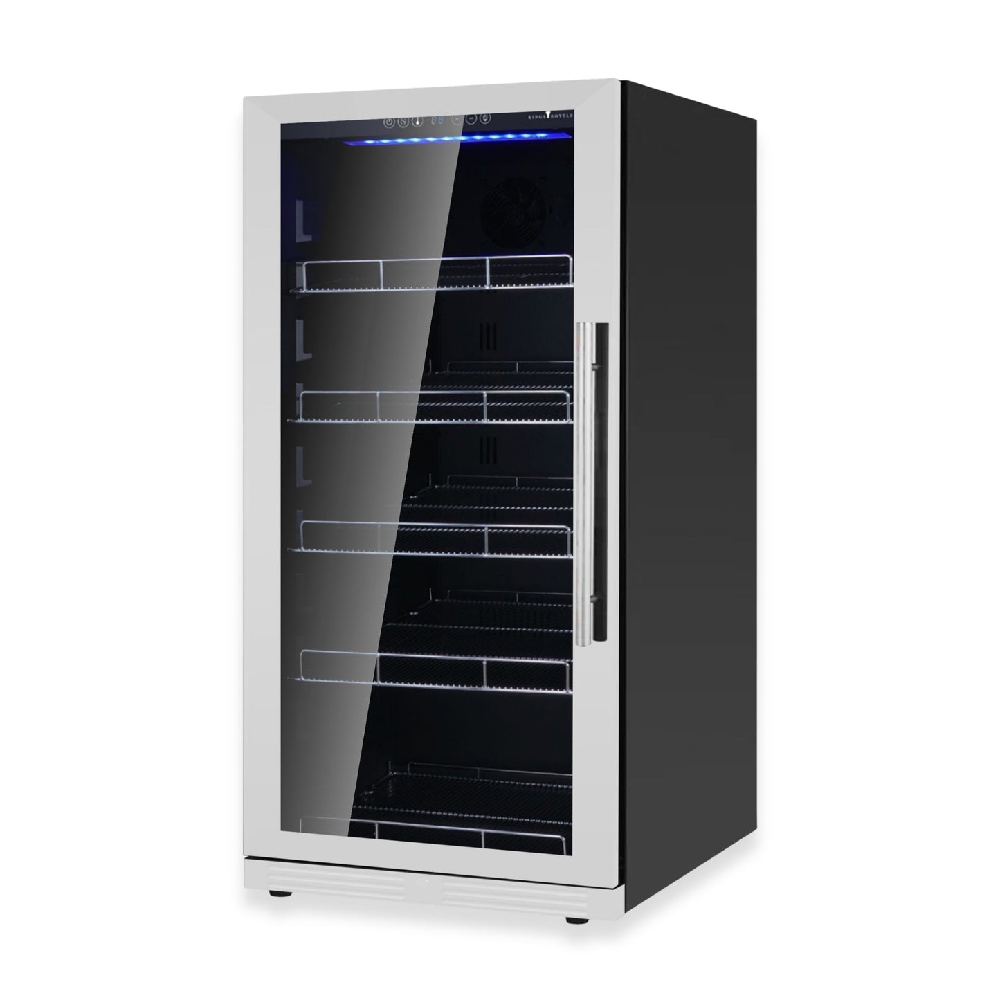 KingsBottle Upright Beverage Refrigerator – 389 Can Drink Fridge with Low-E Glass Door