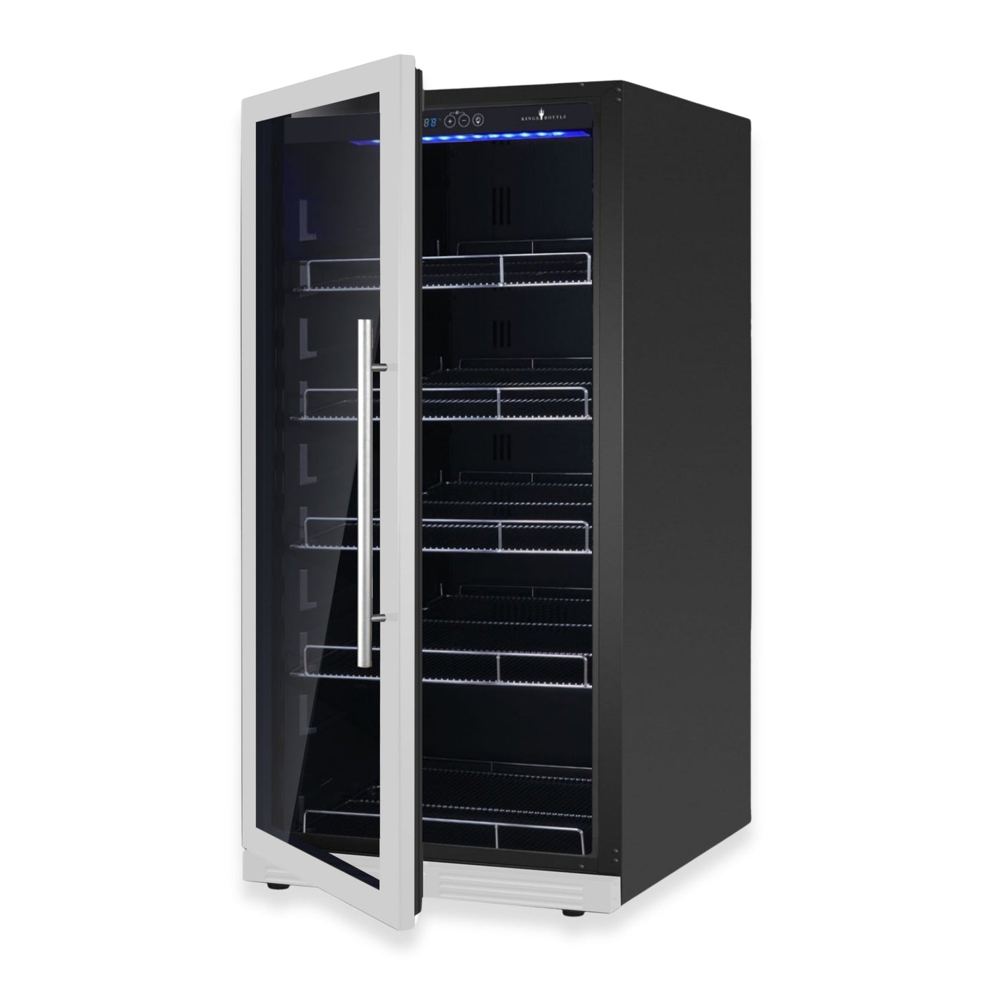 KingsBottle Upright Beverage Refrigerator – 389 Can Drink Fridge with Low-E Glass Door