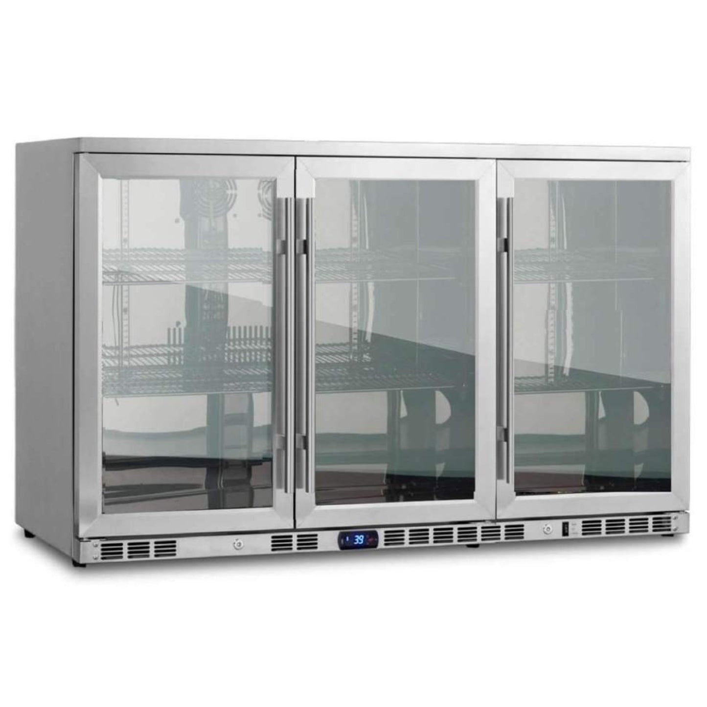 KingsBottle 53" Triple Door Beverage Refrigerator – Large Commercial Drink Fridge