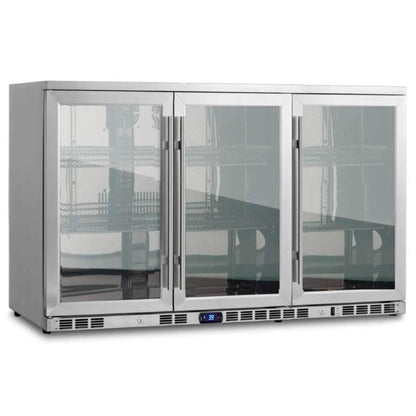 KingsBottle 53" Triple Door Beverage Refrigerator – Large Commercial Drink Fridge