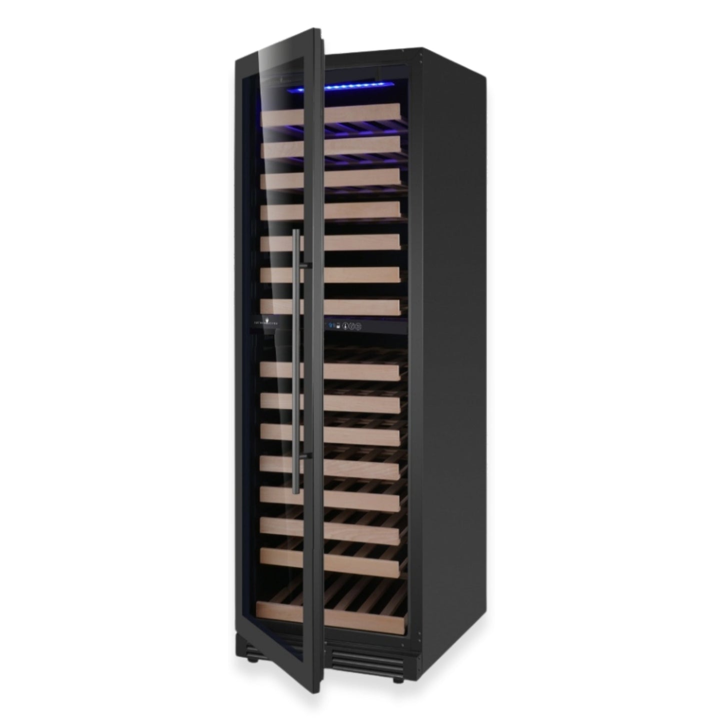 KingsBottle Tall Dual Zone Upright Wine Refrigerator – Large Capacity Wine Cooler with Low-E Glass Door