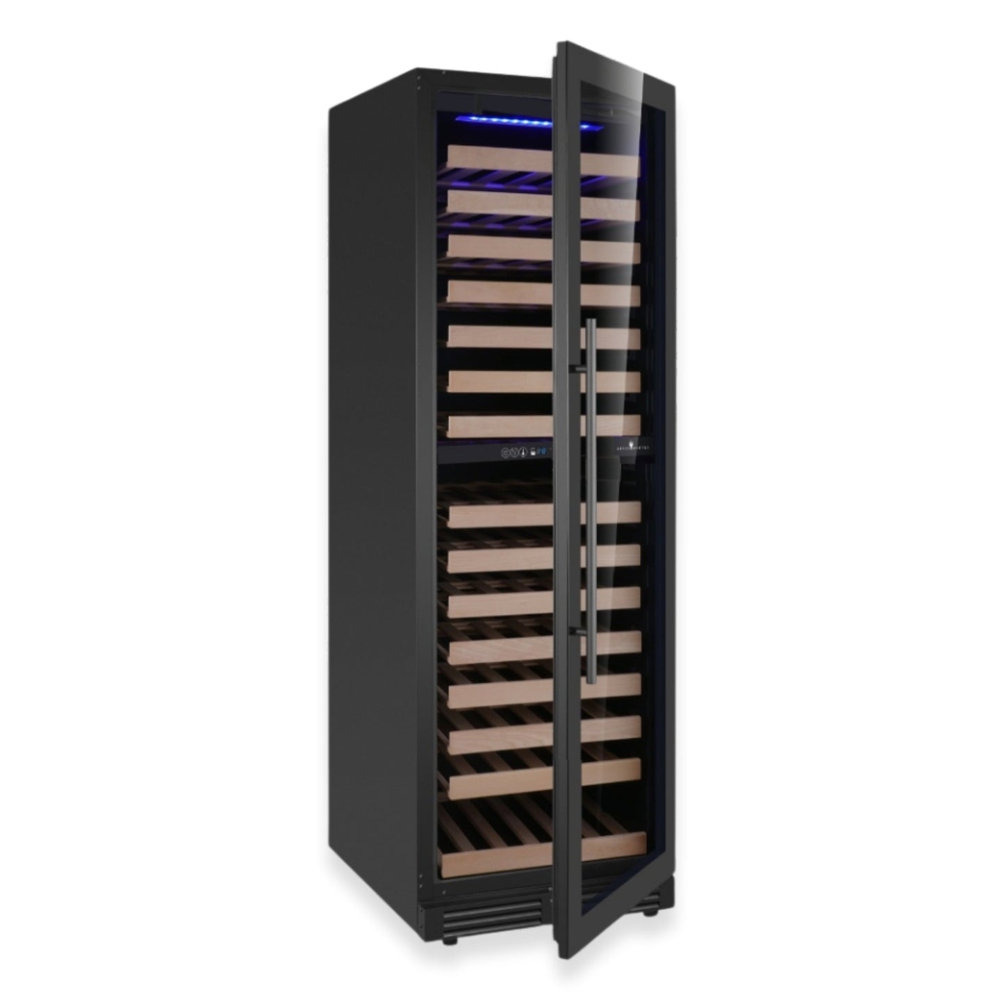 KingsBottle Tall Dual Zone Upright Wine Refrigerator – Large Capacity Wine Cooler with Low-E Glass Door