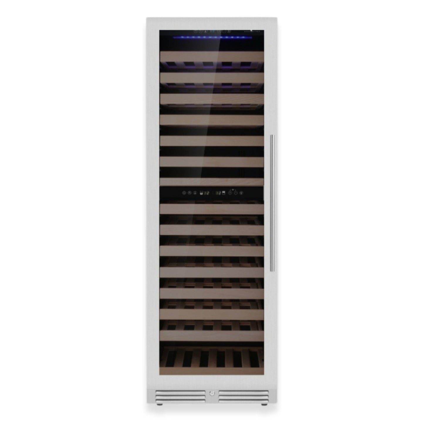 KingsBottle Tall Dual Zone Upright Wine Refrigerator – Large Capacity Wine Cooler with Low-E Glass Door