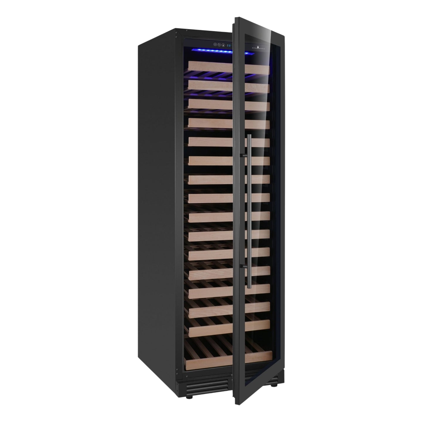 KingsBottle Upright Single Zone Large Wine Refrigerator – 161 Bottle Wine Cooler with Low-E Glass Door
