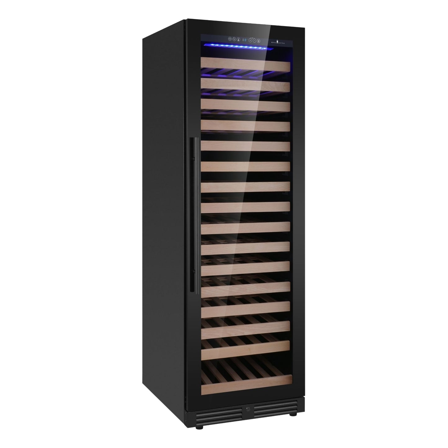 KingsBottle Upright Single Zone Large Wine Refrigerator – 161 Bottle Wine Cooler with Low-E Glass Door