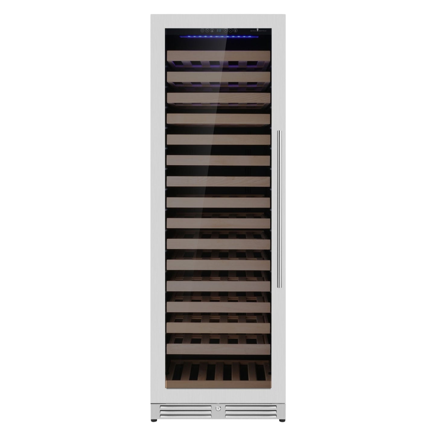 KingsBottle Upright Single Zone Large Wine Refrigerator – 161 Bottle Wine Cooler with Low-E Glass Door