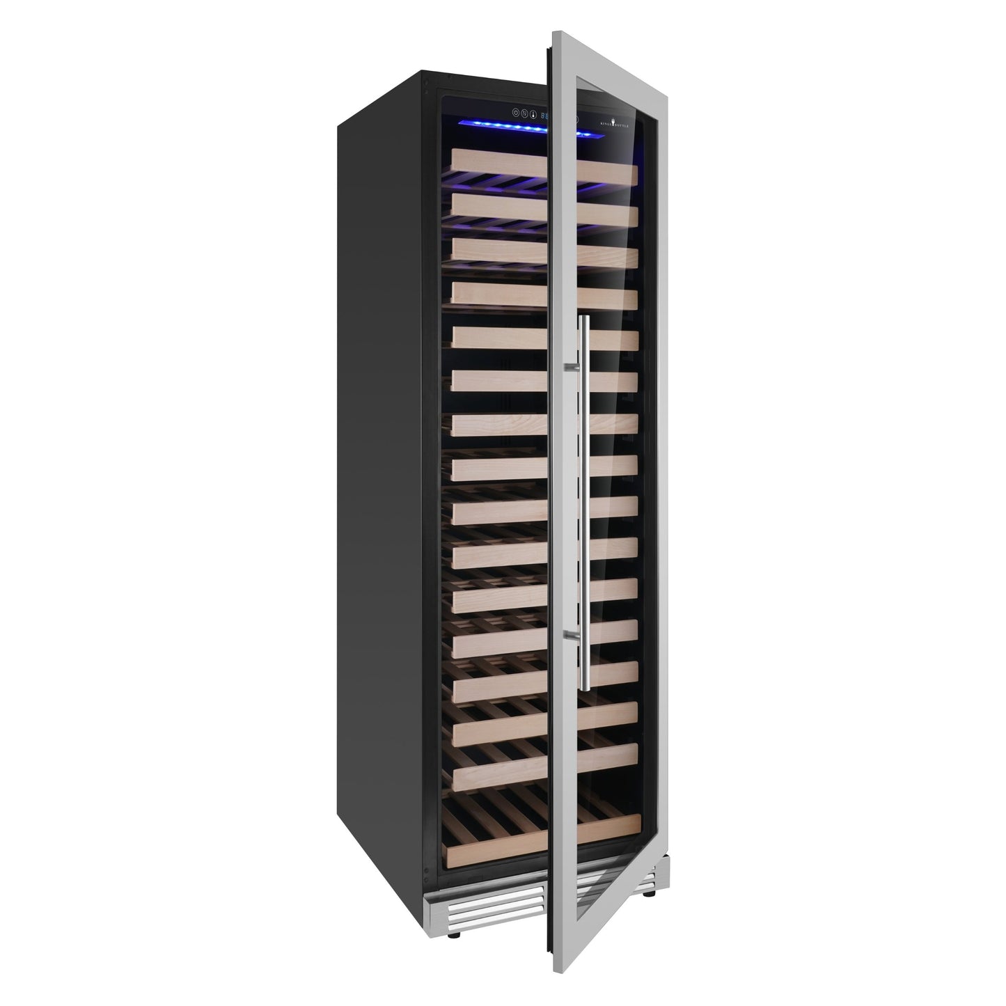 KingsBottle Upright Single Zone Large Wine Refrigerator – 161 Bottle Wine Cooler with Low-E Glass Door