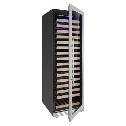 KingsBottle Upright Single Zone Large Wine Refrigerator – 161 Bottle Wine Cooler with Low-E Glass Door