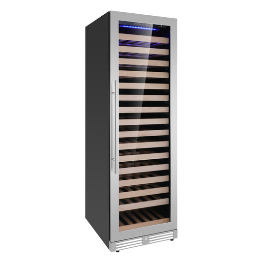 KingsBottle Upright Single Zone Large Wine Refrigerator – 161 Bottle Wine Cooler with Low-E Glass Door