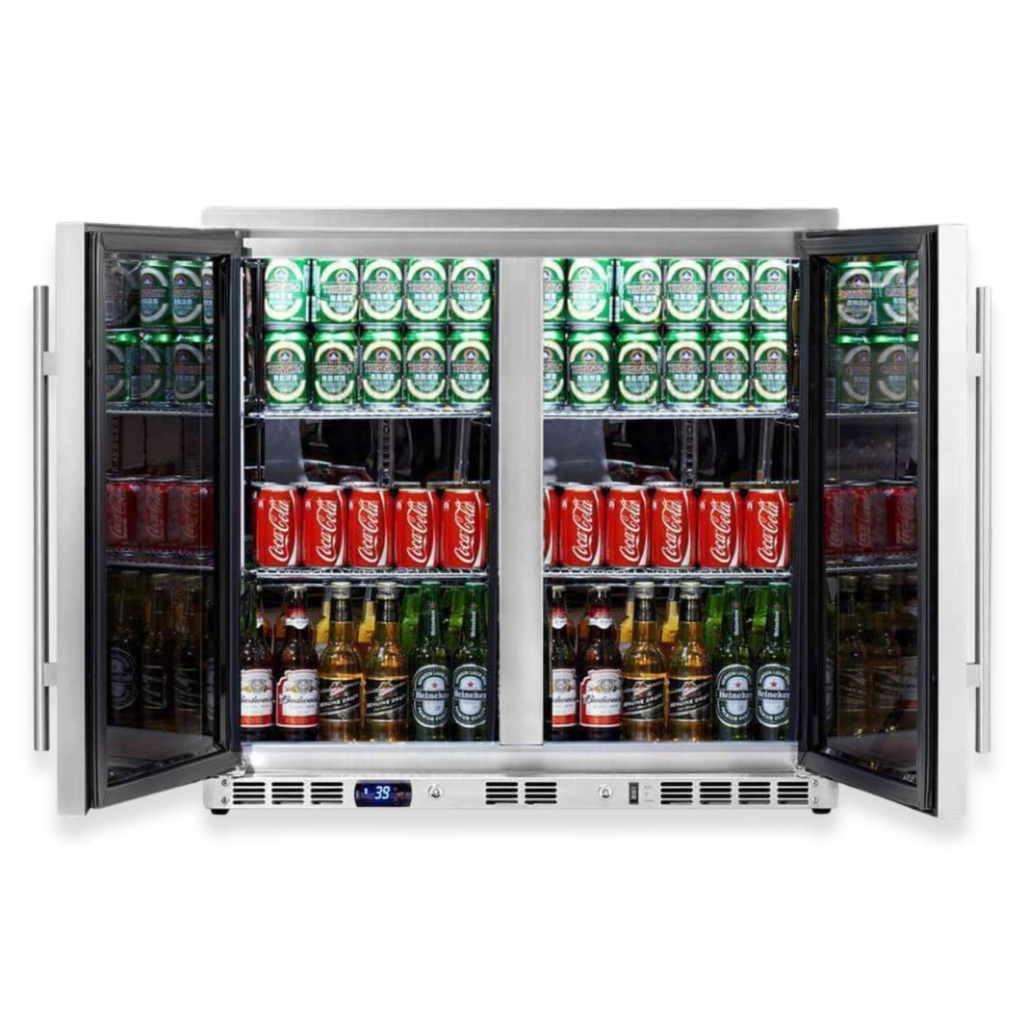 KingsBottle 36" Dual Door Beverage Refrigerator – Built-In Undercounter Drink Fridge