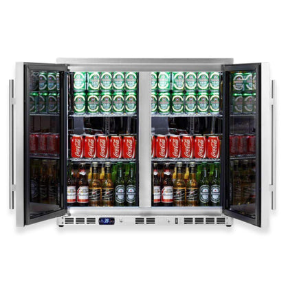 KingsBottle 36" Dual Door Beverage Refrigerator – Built-In Undercounter Drink Fridge