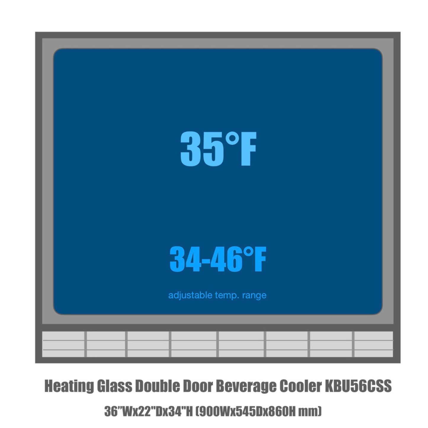 KingsBottle 36" Dual Door Beverage Refrigerator – Built-In Undercounter Drink Fridge