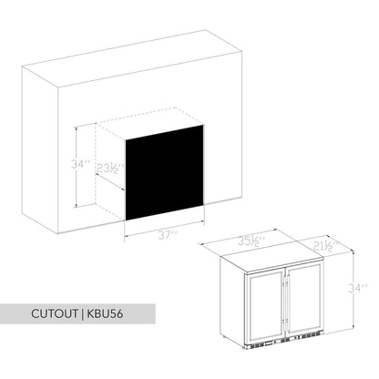 KingsBottle 36" Dual Door Beverage Refrigerator – Built-In Undercounter Drink Fridge