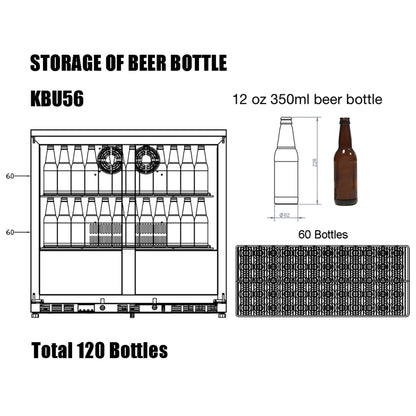 KingsBottle 36" Dual Door Beverage Refrigerator – Built-In Undercounter Drink Fridge
