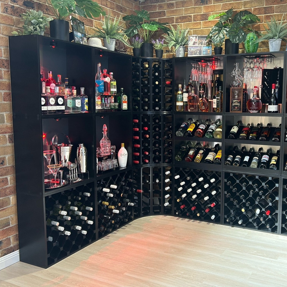 14 Bottle Display Wine Cube – Modular Wine Rack with 18mm Thick Frame