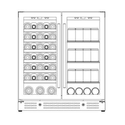 KingsBottle 30" Dual Zone Beer & Wine Cooler with Low-E Glass Door