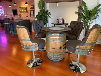 Luxury Oak Barrel Bar Stool