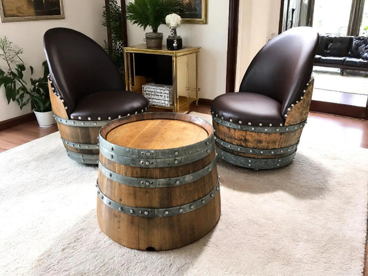 Rustic Whiskey Barrel Furniture Set