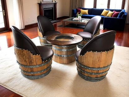 Rustic Whiskey Barrel Furniture Set - Round Coffee Table