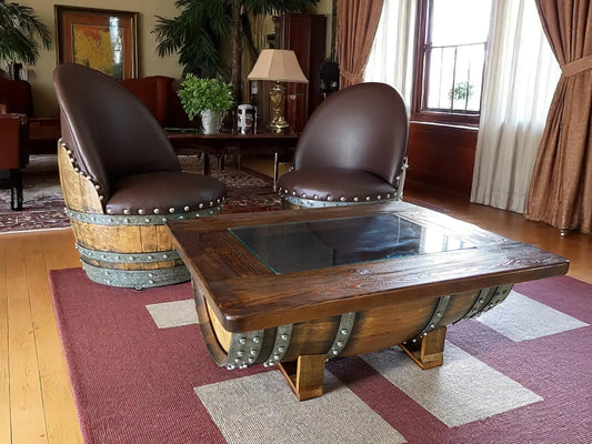 Dark Oak Whiskey Barrel Coffee Table