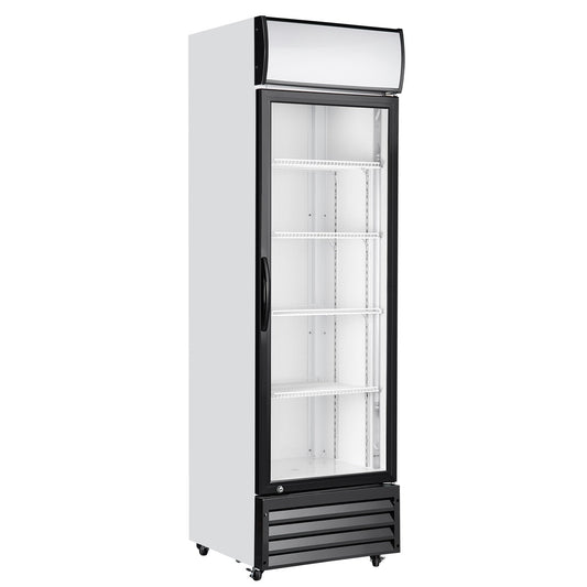 KingsBottle Upright Display Merchandiser Refrigerator – 381L Commercial Glass Door Beverage Fridge