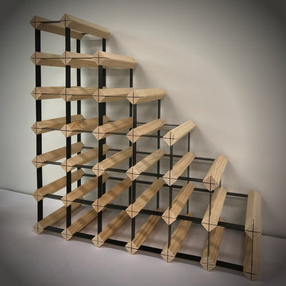 Sloped Timber Wine Rack – Angled Wooden Wine Display Rack