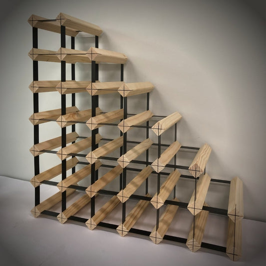 Sloped Timber Wine Rack – Angled Wooden Wine Display Rack