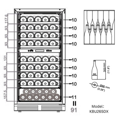 KingsBottle 47" Dual Zone Wine Refrigerator – Tall Wine Cooler with Low-E Glass Door