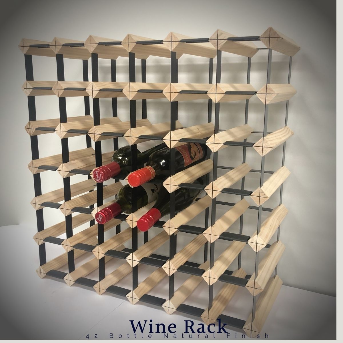42 Bottle Timber Wine Rack – 6×6 Modular Wooden Wine Storage Rack