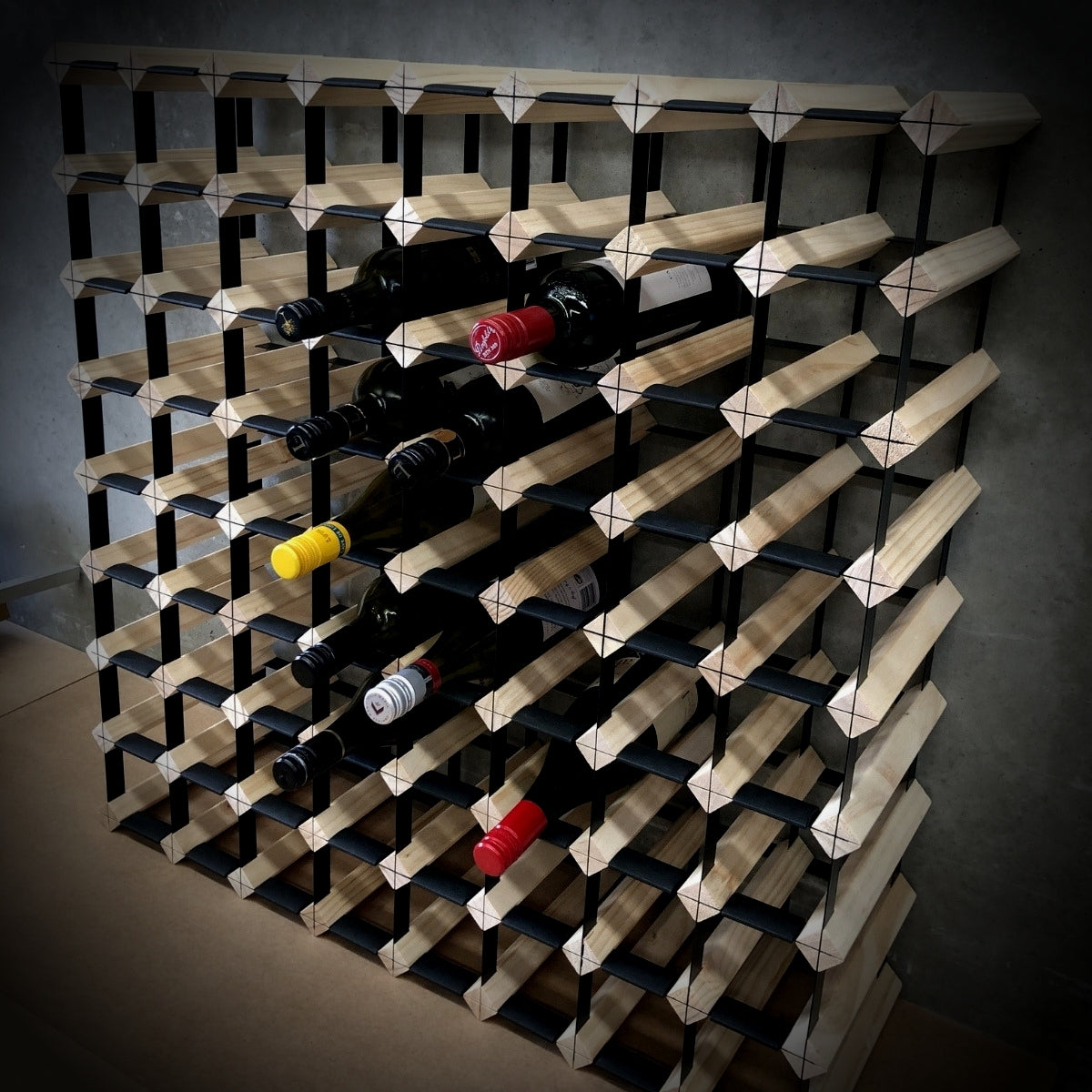 72 Bottle Timber Wine Rack – 8×8 Modular Wooden Wine Storage Rack