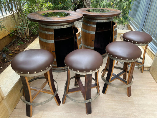 Double Oak Barrel Pub Table Set